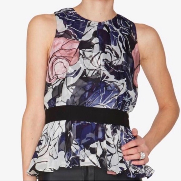 Diane von Furstenberg Connie Silk Cut Out-Back,Floral Print Top - Picture 10 of 10